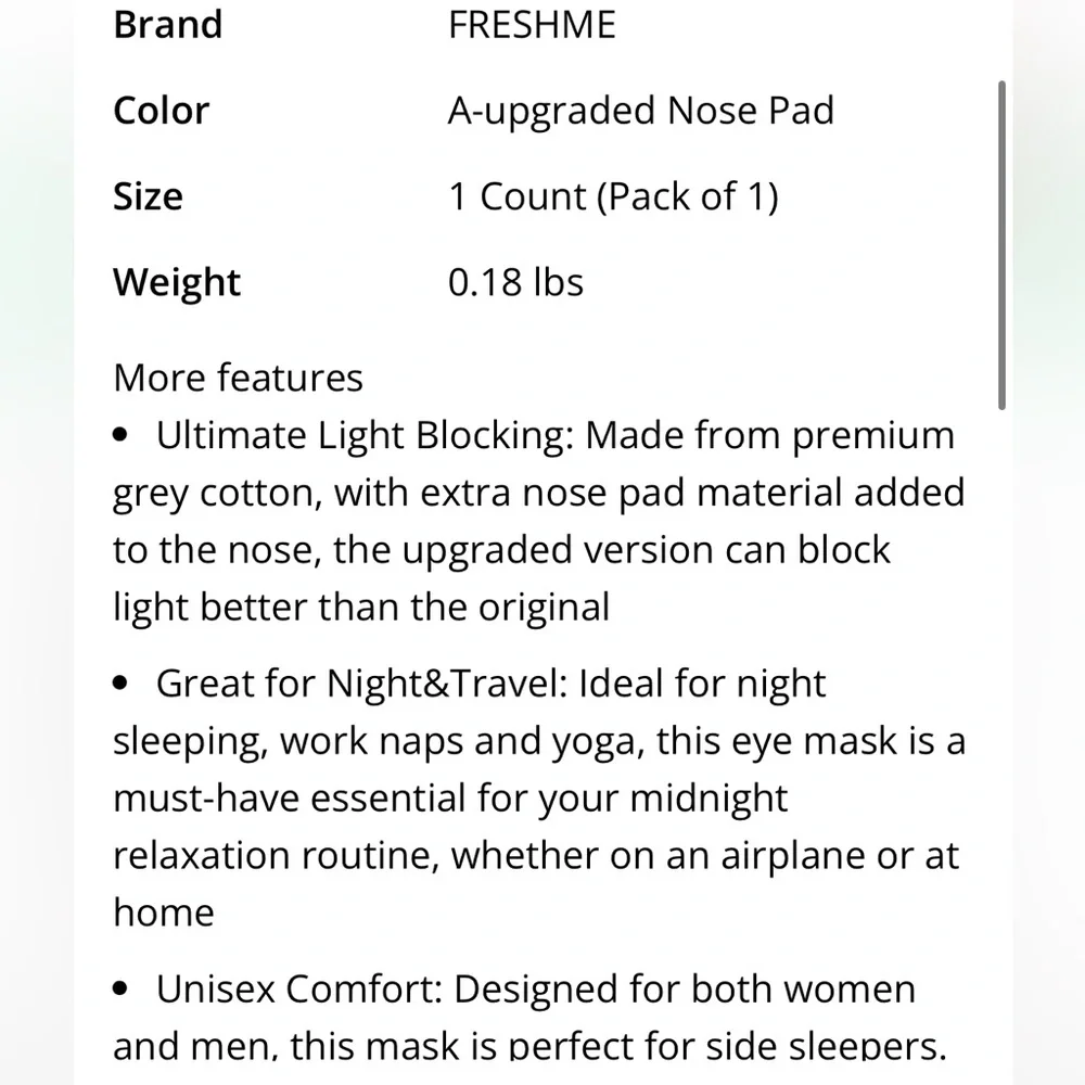 Gray COTTON Sleep Mask Extra Large & Wide